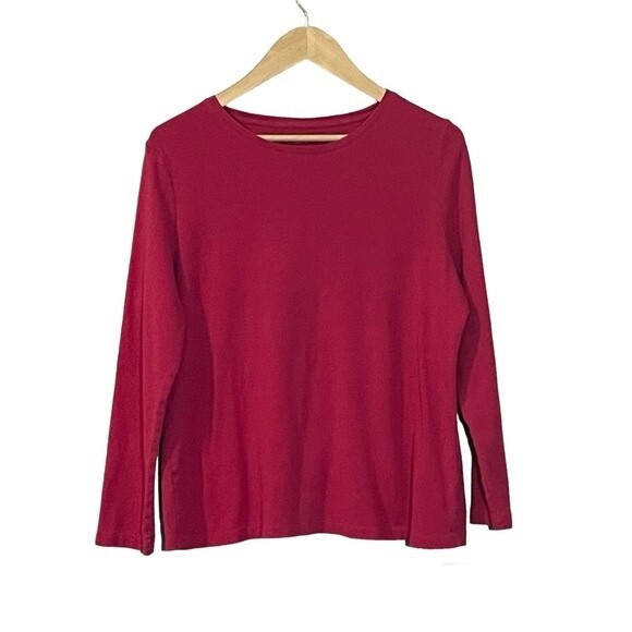 Talbots Woman 100% cotton long sleeved tee in deep pink. Women’s 1X - Picture 1 of 5